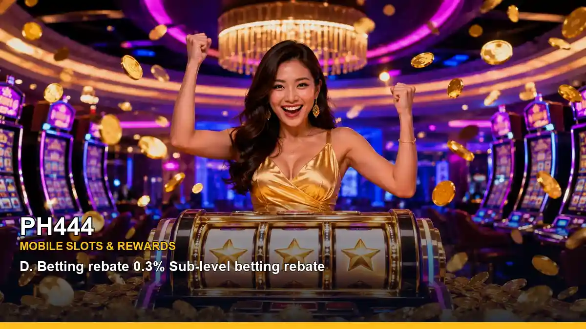 PH444 Philippines casino guide with celebratory jackpot slot games and an adult Filipina casino host